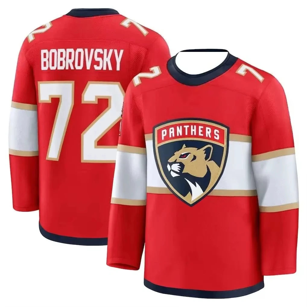 Red, white, and black men's athletic hockey jersey by Ansoff with 3D HD print, breathable fabric, ideal for fans and casual wear.