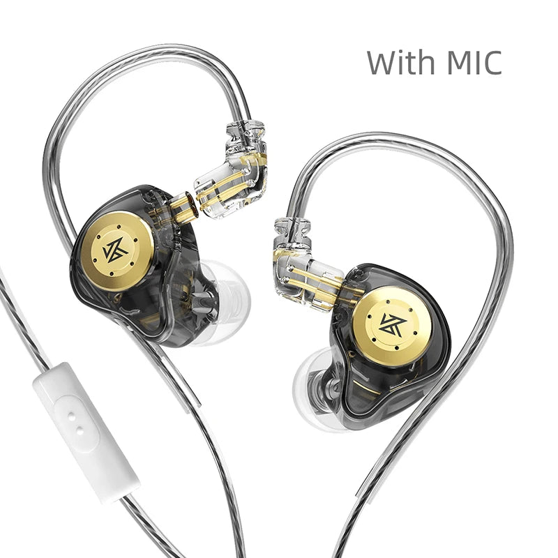 Ansoff KZ EDX Pro wired in-ear earphones with dynamic drivers, black design, and noise-canceling for high-fidelity music and gaming.