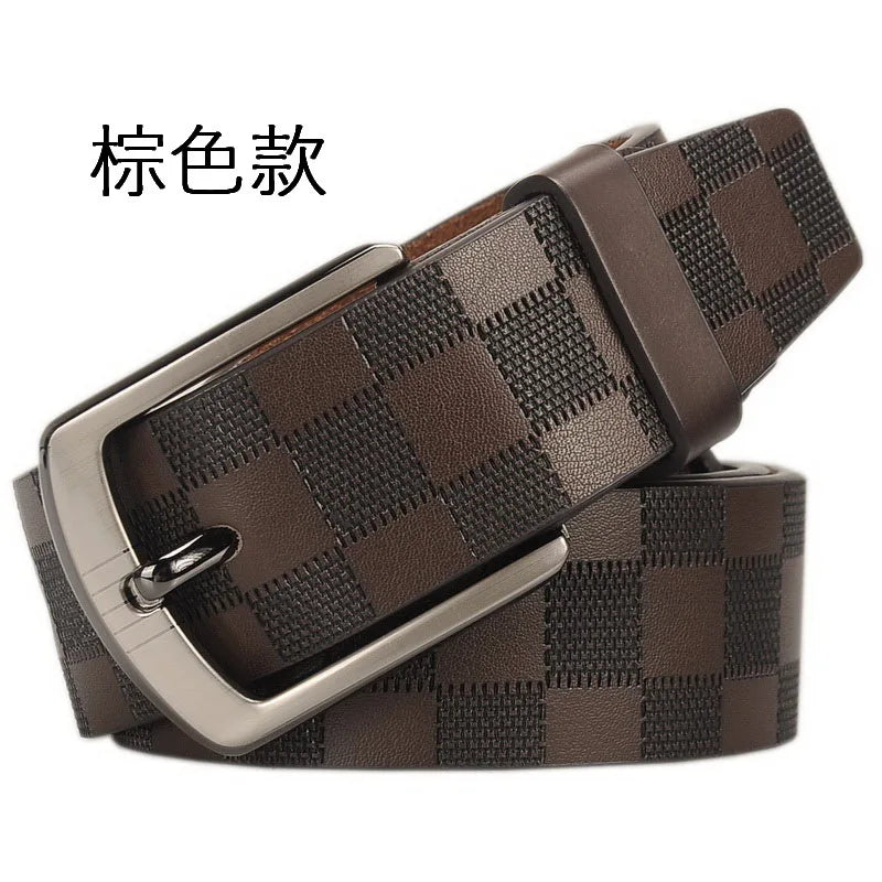 Men's leather belt with classic business buckle by Ansoff, featuring sleek leather design for professional and luxury style.