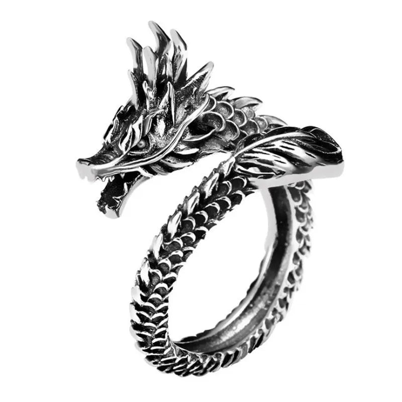 New Retro Thai Silver Domineering Dragon 925 Sterling Silver Jewelry Personality Zodiac Creative Popular Opening Rings R239