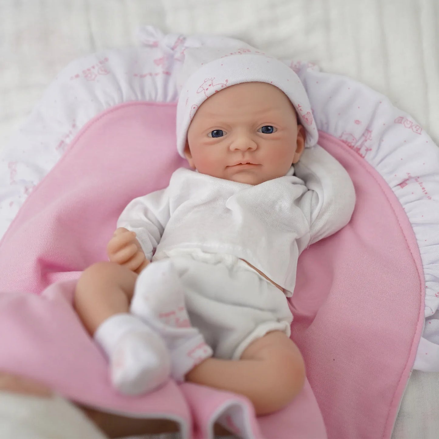 Realistic 12-inch Ansoff Reborn Baby Doll, full body silicone preemie with open eyes, lifelike boy newborn doll for collectors and play.