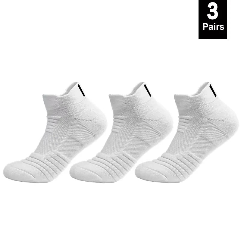 Ansoff men's anti-slip cotton football socks in black, short and long tube styles, breathable sport socks for soccer and basketball.