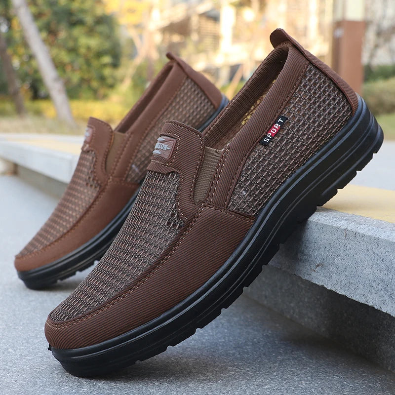 Men's Ansoff woven knitted running shoes, lightweight, breathable, non-slip outdoor sports footwear with stylish solid design.