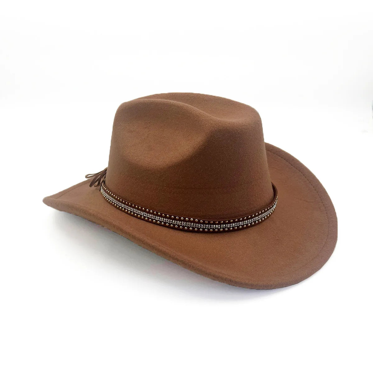 Ansoff cowboy hat with wide brim, vintage wool felt, adjustable headband, suitable for outdoor riding and rodeo activities for men and women.