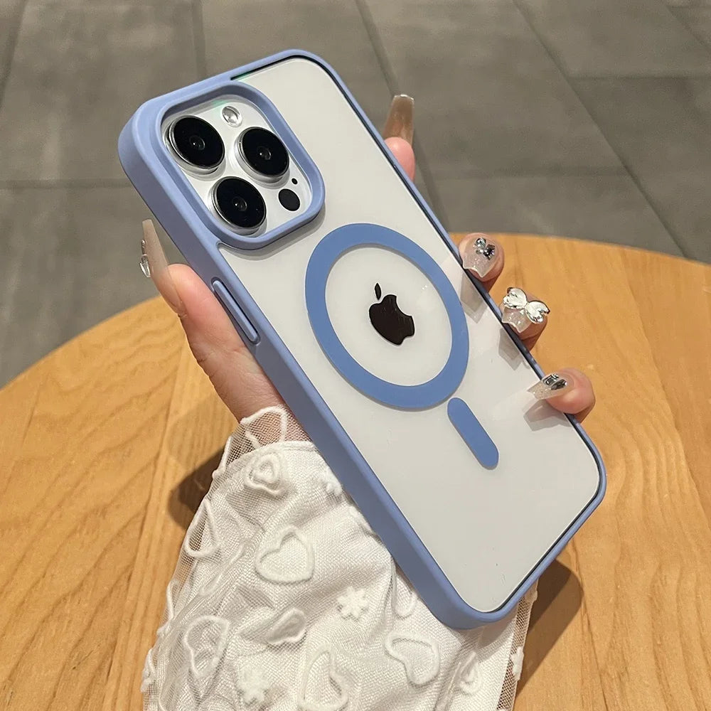 Matte Natural Titanium magnetic charging phone case for iPhone 16 15 14 13 12 11 Pro Max Plus Mini magsafe shockproof hard cover - Acros