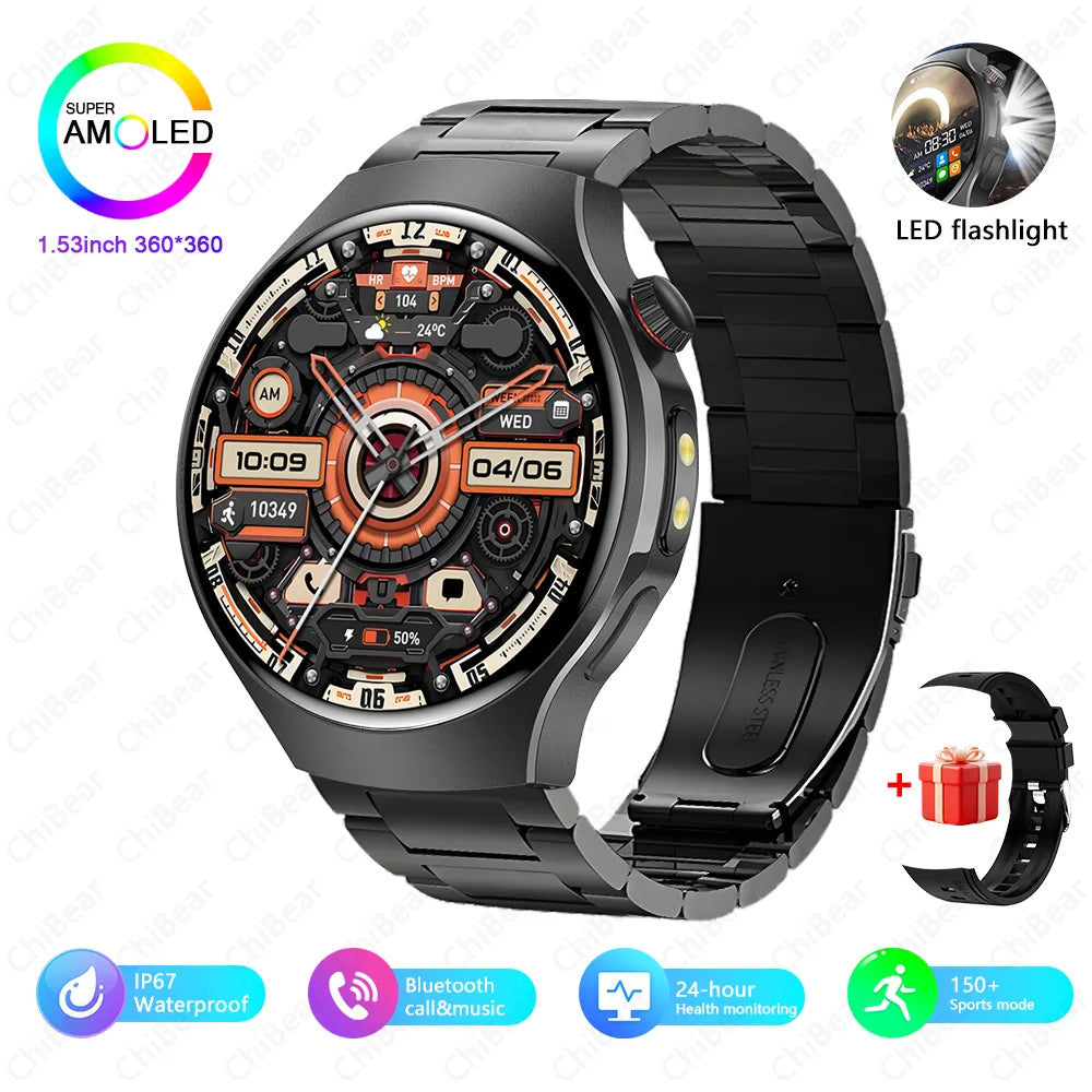 2025 Watch 5 PRO Smart Watch Men LED Flashlight 150+Sports Fitness Track Heart Rate Bluetooth Call Smartwatch Man Watch 5 PRO