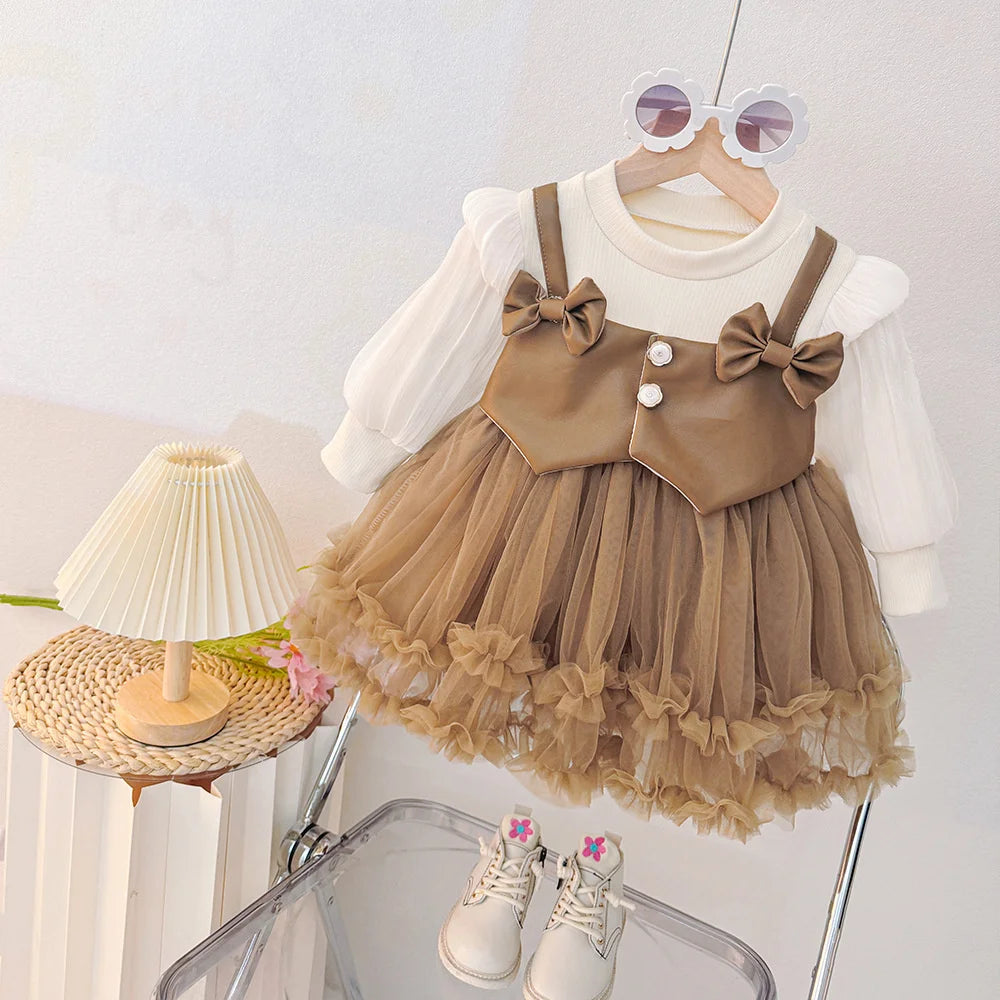Newborn Baby Girl Dress Clothes 2025 Autumn Toddler Girls Long Sleeve Princess Birthday Dresses for Baby Infant Clothing