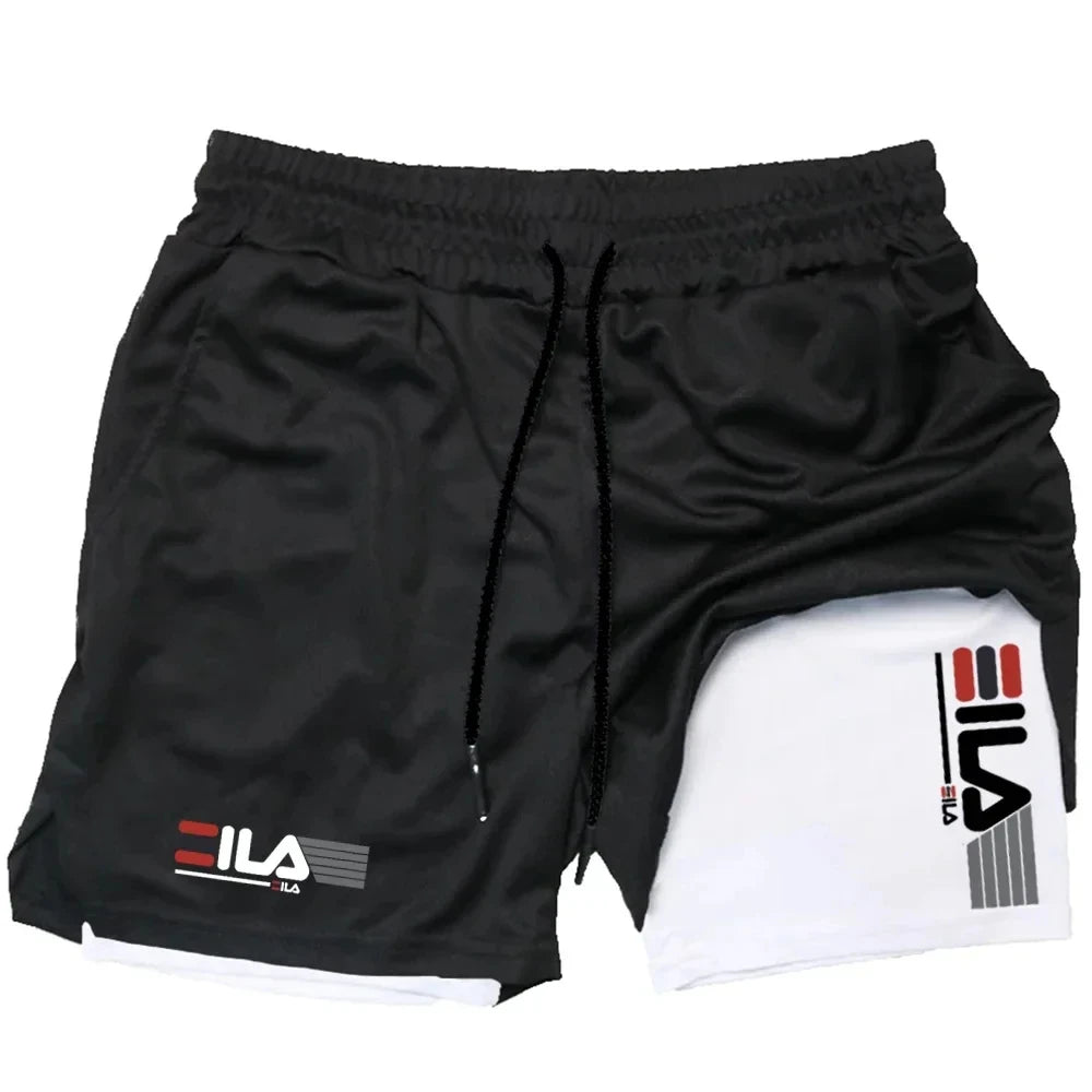 Men's Ansoff two-in-one sports shorts with breathable, quick-drying double-layer design, ideal for running and summer sports.