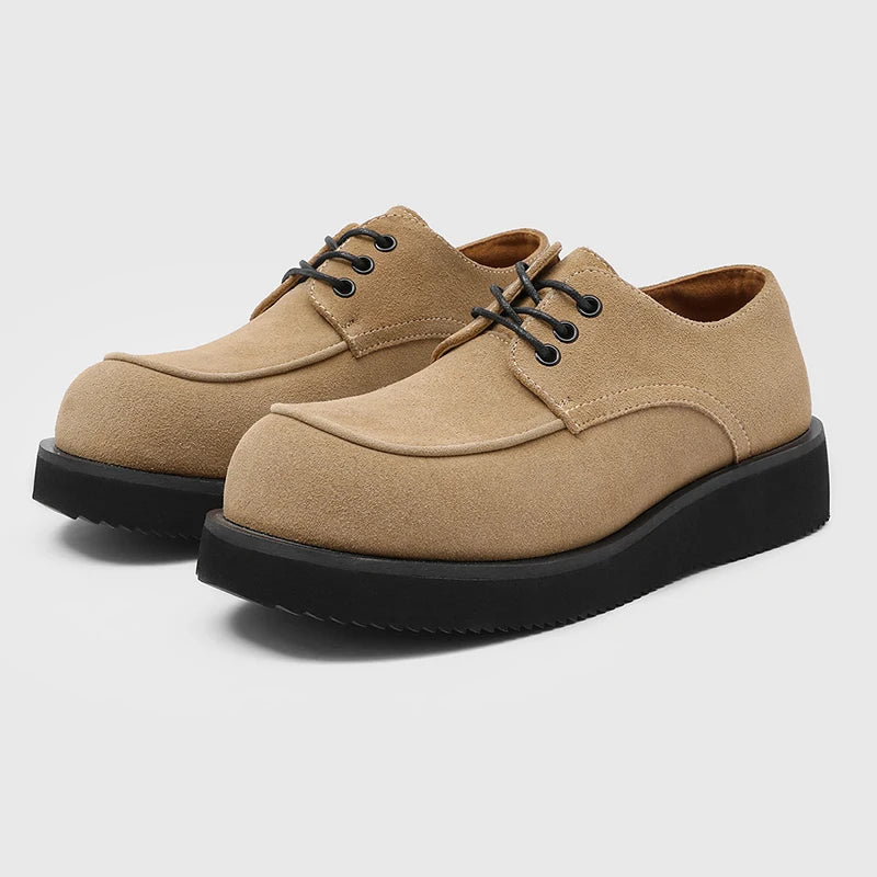 Ansoff men's derby shoes in black leather with thick soles, suitable for office, casual, or party wear, available sizes 38-46.