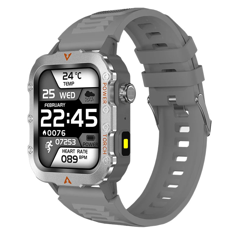 Ansoff smartwatch with fitness, health monitor, waterproof design, and Bluetooth call feature for men, compatible with iOS and Android.