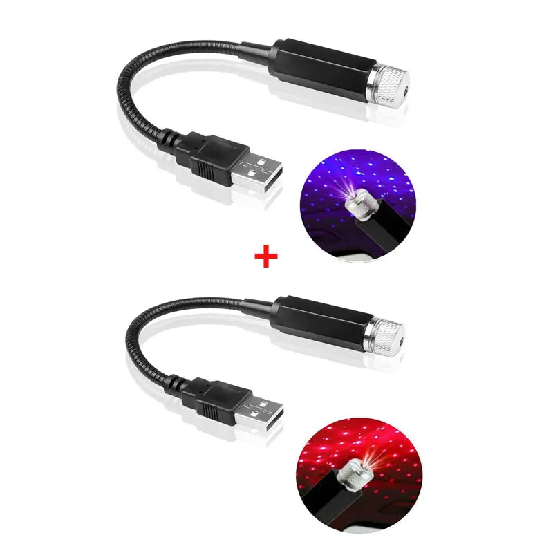 Mini LED Car Roof Star Night Light Projector Atmosphere Galaxy Lamp USB Decorative Adjustable for Auto Roof Room Ceiling Decor - Acros