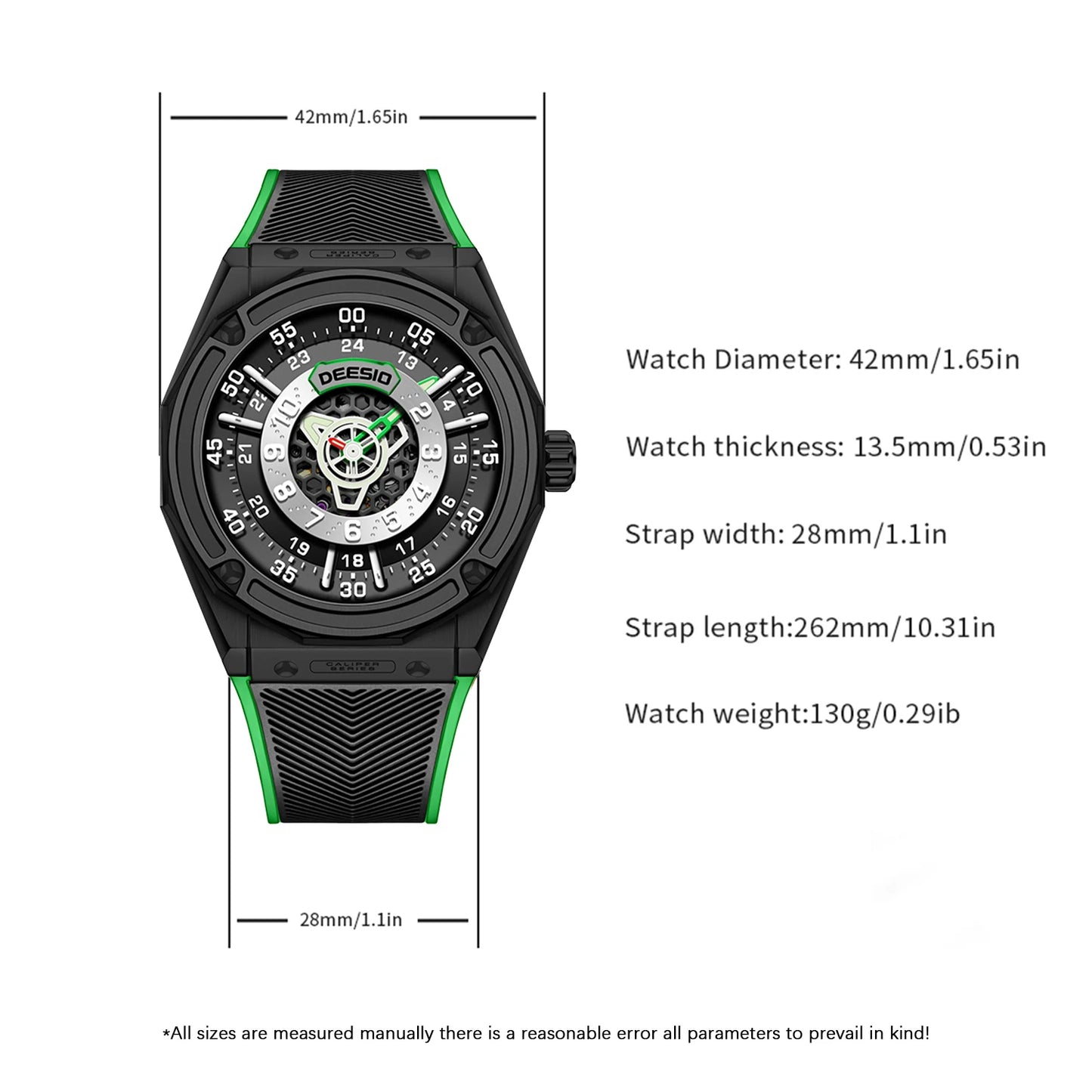Deesio Men's Automatic Watch Waterproof Sapphire Crystal Stainless Steel Luminous Hands Date Luxury Sport Wristwatch for Men - Acros