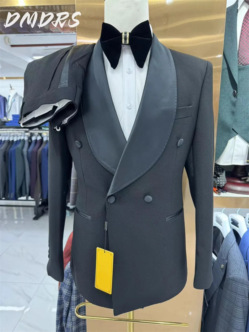 Ansoff men's classic solid color suit set featuring a single-breasted jacket and matching pants for wedding or business attire.
