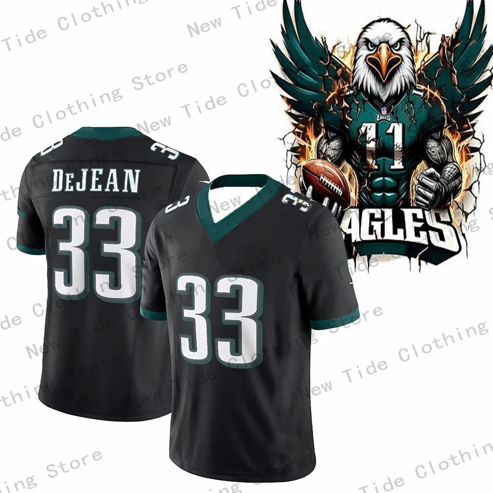 Ansoff DeJean Green athletic jersey with soft breathable mesh fabric, quick-dry short-sleeve fan apparel for game day or casual wear.