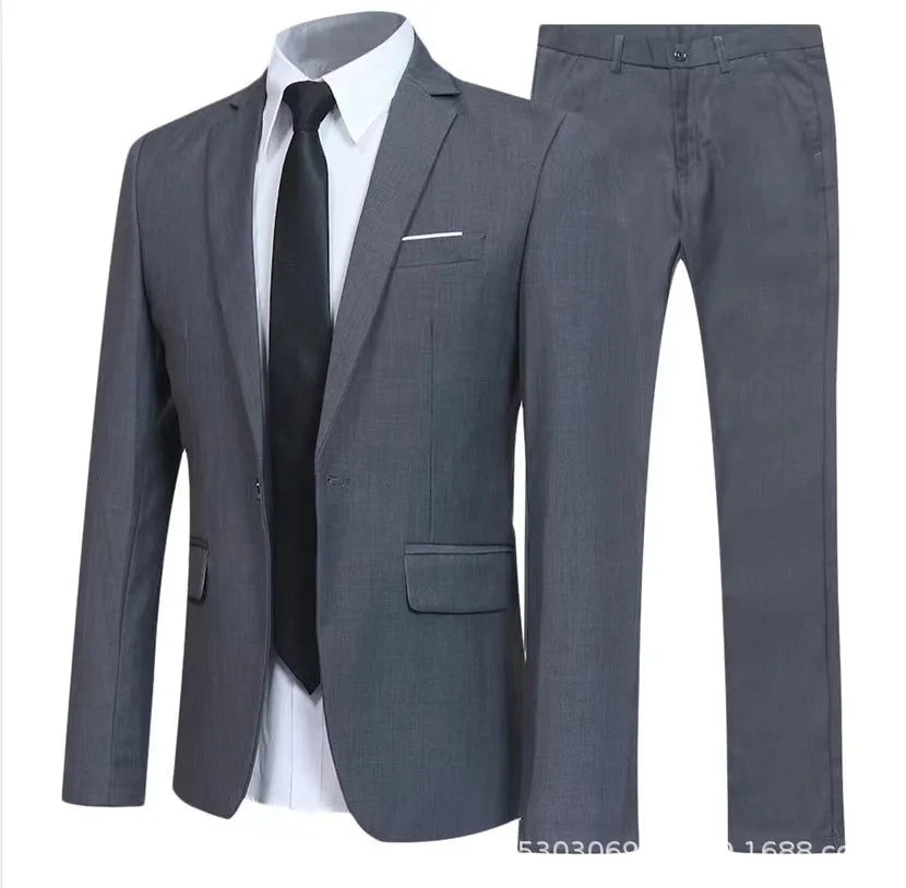 Ansoff men's business casual suit set with blazer and pants, suitable for weddings, formal office wear, or parties.