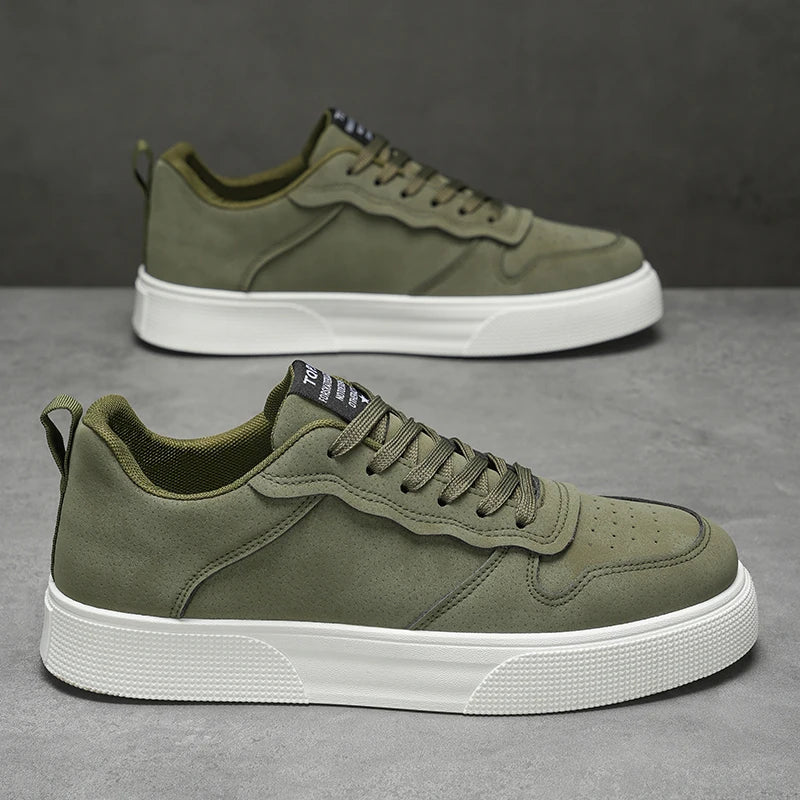 Men's Ansoff sports shoes in green, black, and red with soft soles, breathable fabric, low-top design, ideal for casual spring and autumn wear.
