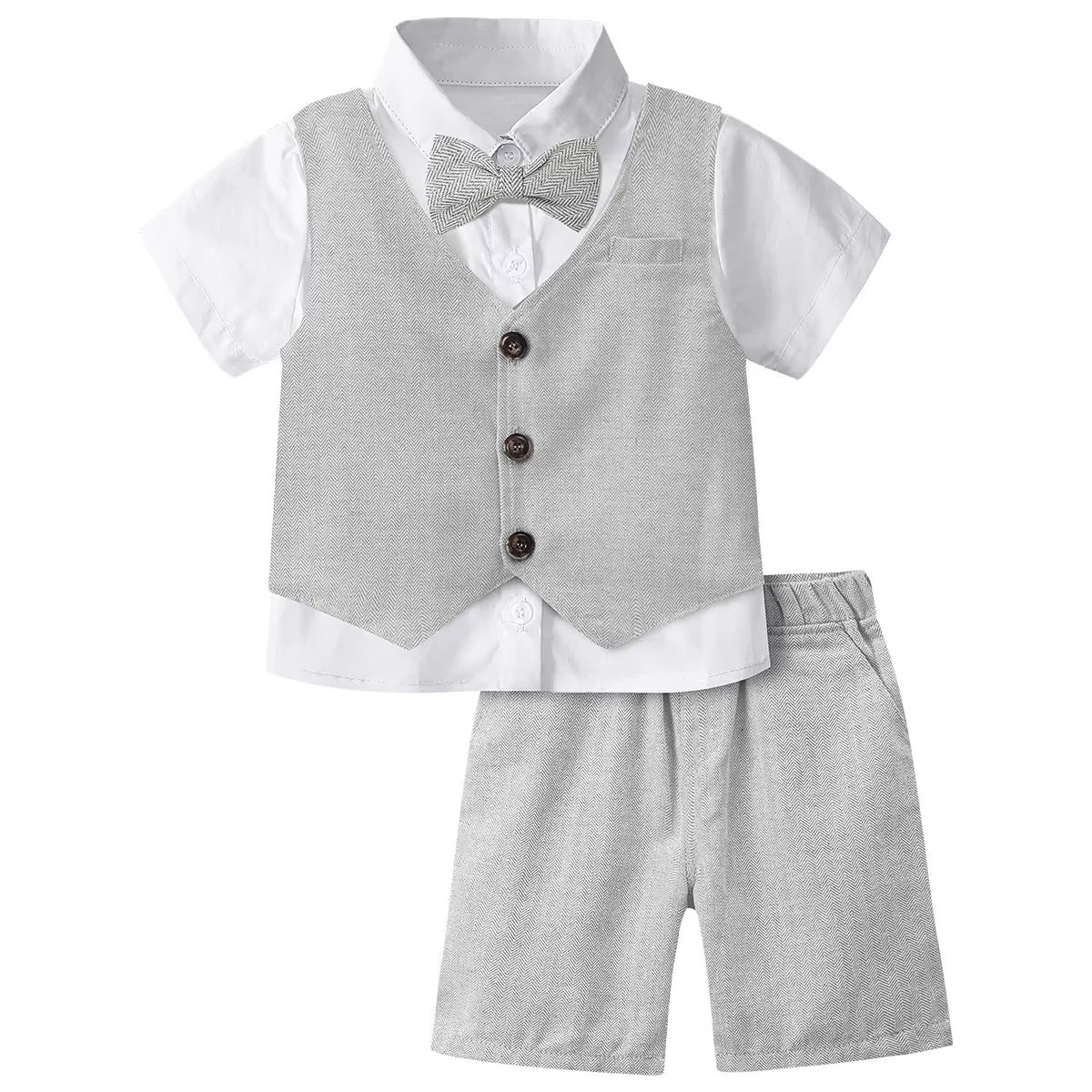 Baby Boy Clothes Toddler Wedding Suit Set Kids Birthday Party Outfit Gemtleman Formal Short Sleeve Cotton Clothing Set 3PCS