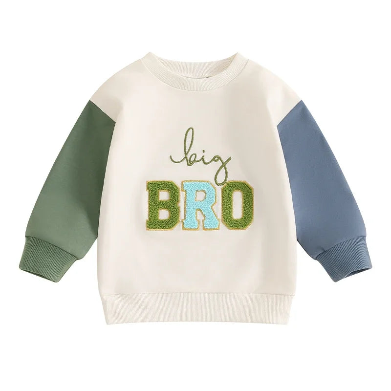 Kids Ansoff sweatshirt with long sleeves, crew neck, embroidery letters, suitable for spring and autumn for boys and girls.