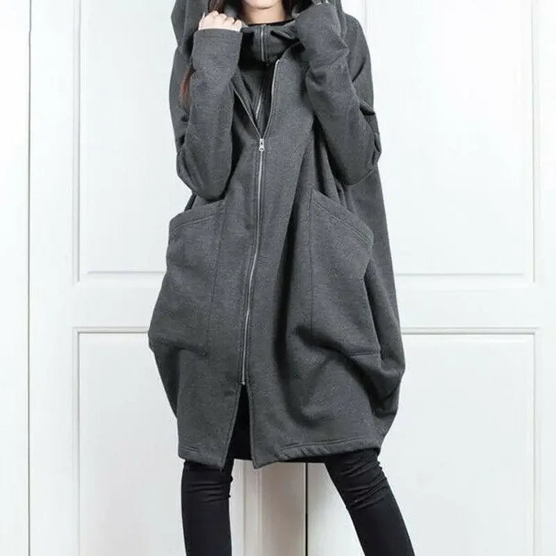 Hoodies Baggy Hooded Sweatshirt for Women Full Zip Up Woman Tops With Zipper New In Loose Harajuku Fashion Outerwears M E Basic - Acros