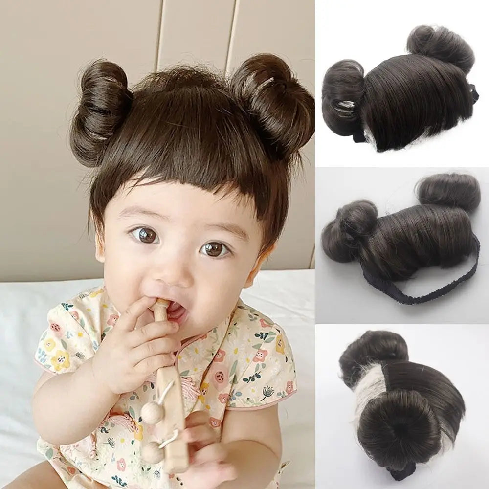 Ansoff baby wig with bangs and hairband, children's hair accessory for birthdays and photoshoots, perfect for styling and gifting.