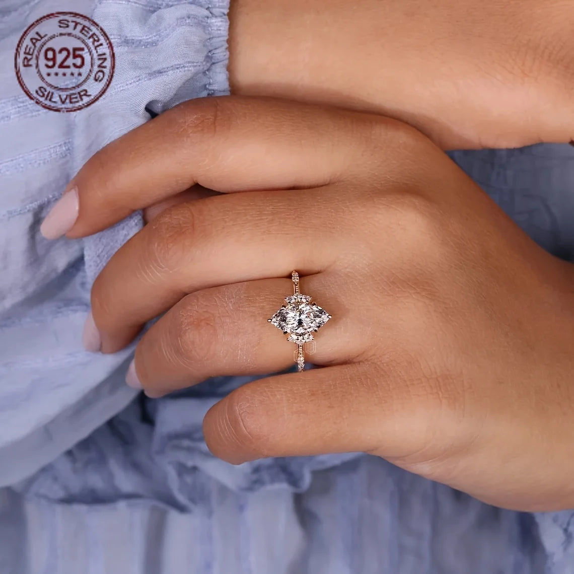 Art Deco 1.5 CT Marquise Cut Diamond Zircon Ring 925 Silver Wedding Band Rings For Women Retro Elegant Banquet Fine Jewelry
