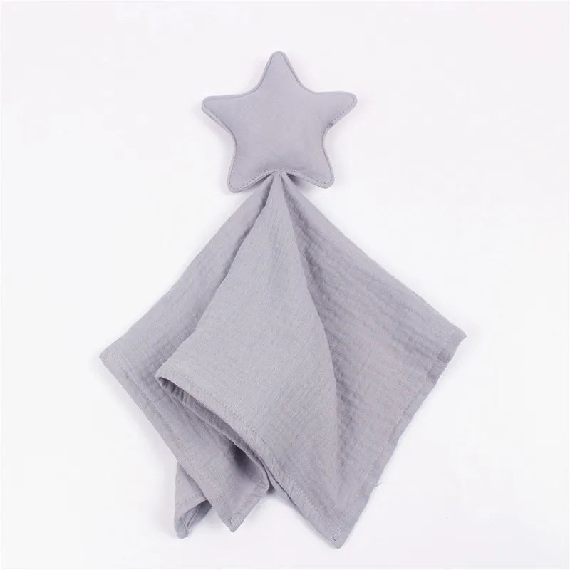 Soft cotton muslin baby security blanket by Ansoff featuring a plush stuffed animal, perfect for newborns to soothe and comfort.