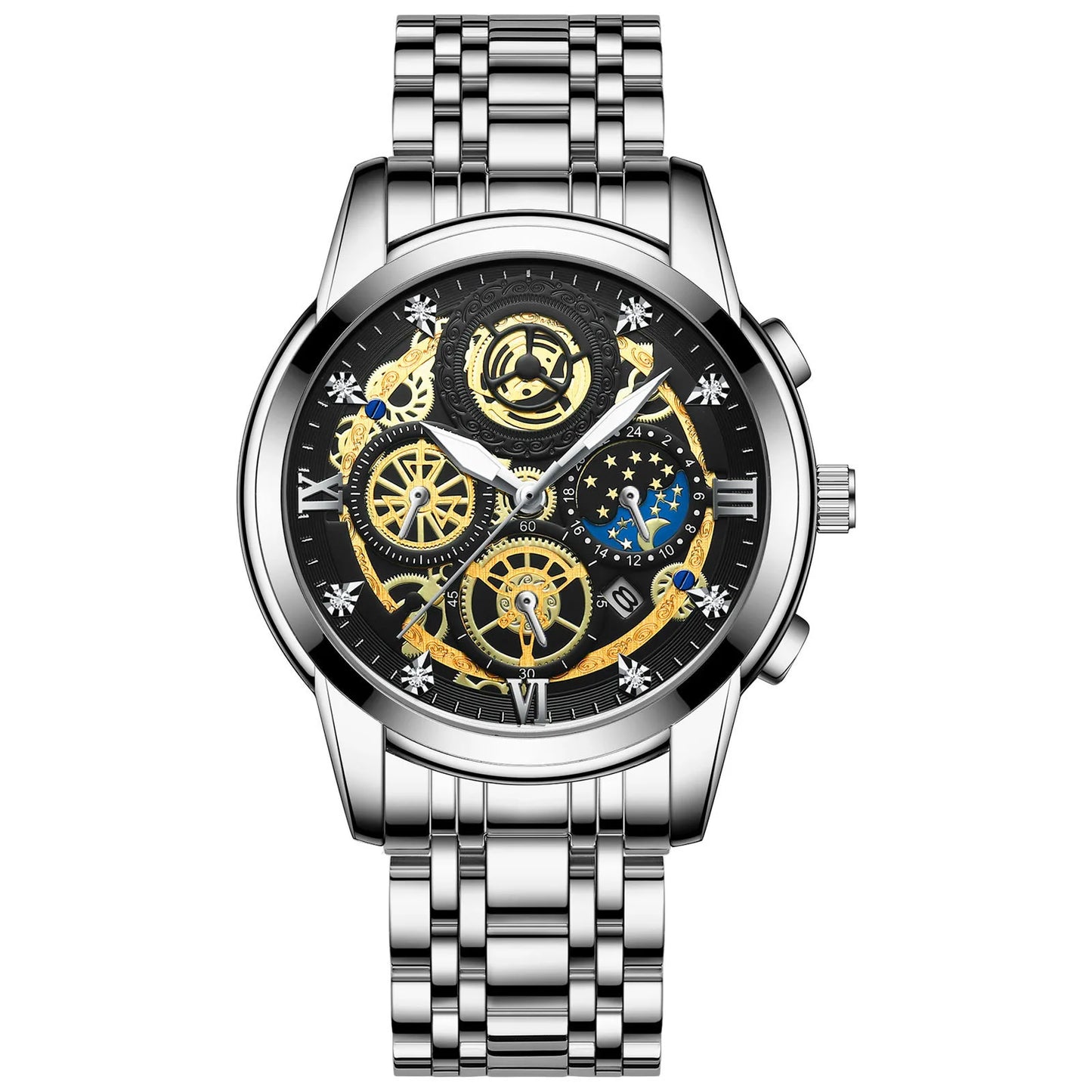 UTHAI Men Watch Business Hollow New Concept Trendy Waterproof Calendar Steel Strip Male Fashion Quartz Clock Wristwatches