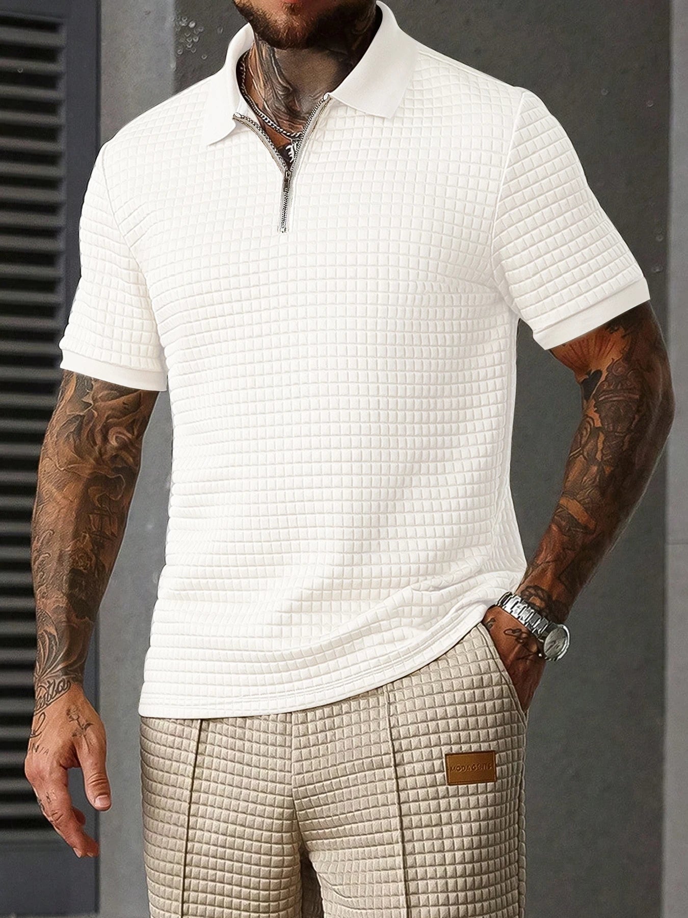 Men's casual suit by Ansoff in solid color, retro British style, soft, comfortable, simple design, suitable for versatile occasions.