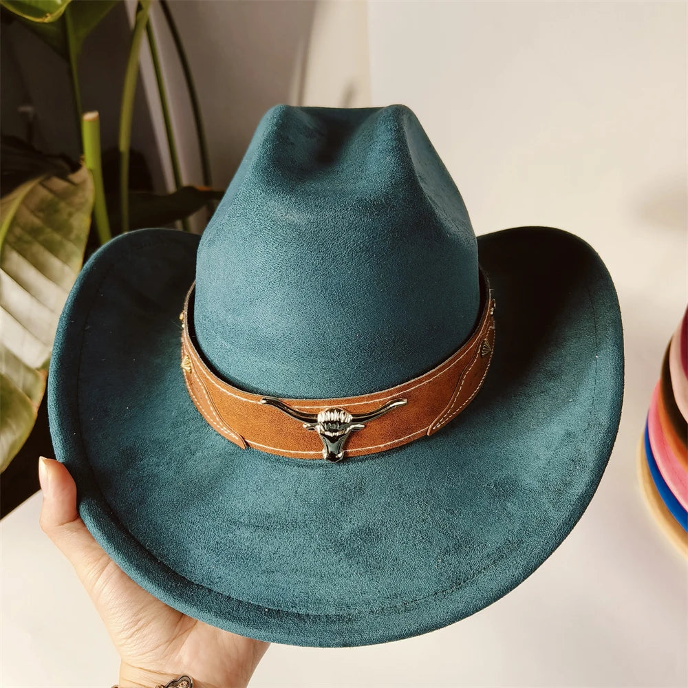 Unisex denim cowboy hat with cattleman style from Ansoff, featuring a retro rancher design for women and men.