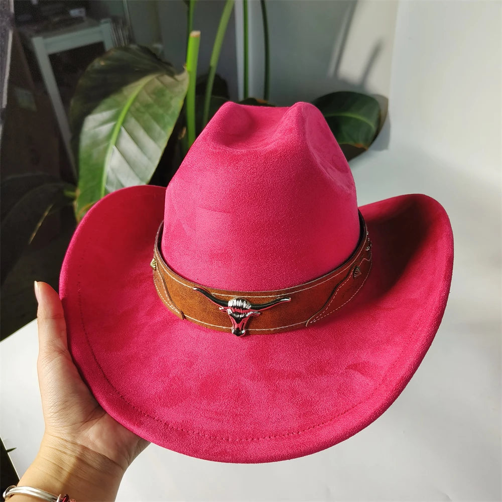 Ansoff custom cowboy hat for women and men, denim cattleman style rancher hat with suede finish, unisex retro western sombrero.