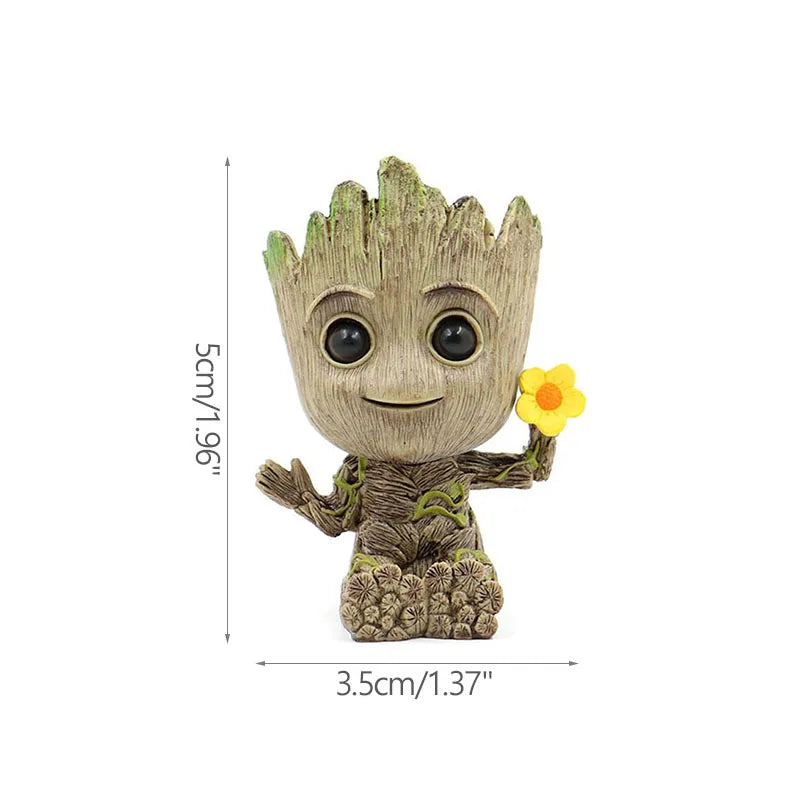 Miniature Groot figurine from Ansoff, 5cm tall, desktop office decor, cartoon tree ornament, handcrafted craft display.