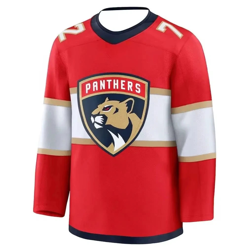 Red, white, and black men's athletic hockey jersey by Ansoff with 3D HD print, breathable fabric, ideal for fans and casual wear.