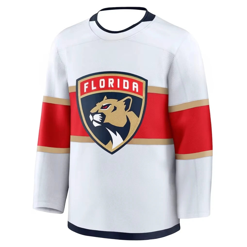Red, white, and black men's athletic hockey jersey by Ansoff with 3D HD print, breathable fabric, ideal for sports fans and casual wear.