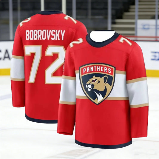 Red, white, and black men's athletic hockey jersey by Ansoff with 3D HD print, breathable fabric, ideal for sports fans and casual wear.