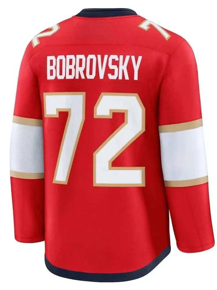 Red, white, and black men's athletic hockey jersey by Ansoff with 3D HD print, breathable fabric, ideal for sports and casual wear.