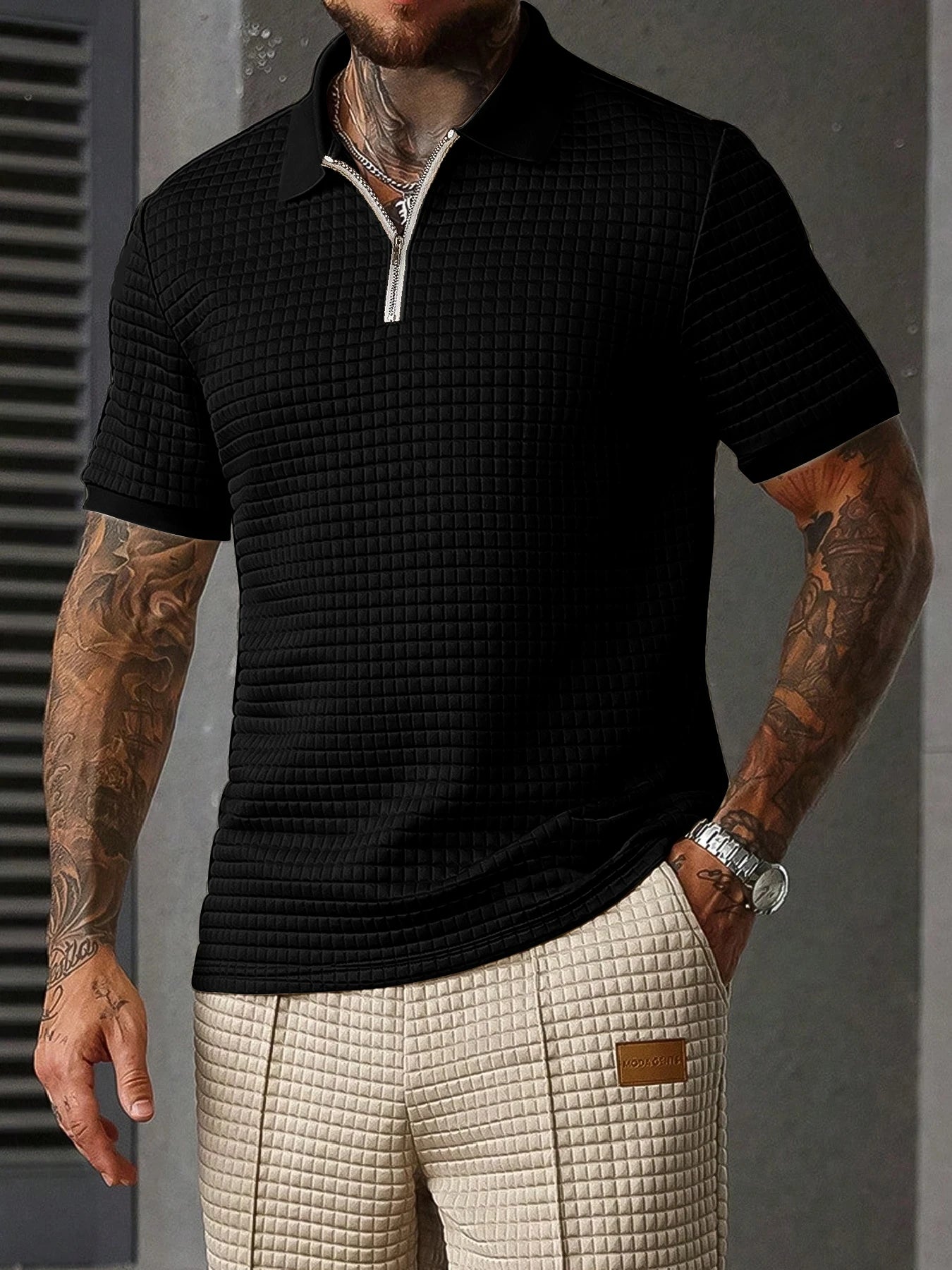 Men's casual suit by Ansoff featuring a retro British style, solid color, simple design, soft fabric, and machine washable.
