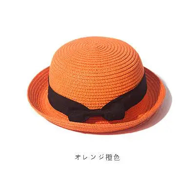 Ansoff women's summer straw hat with round top and curled brim, sun protection for travel, parent-child, and outdoor activities