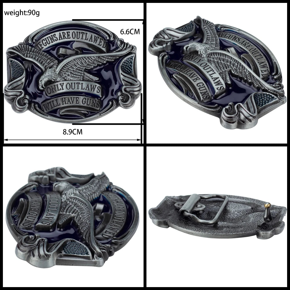 Will Have Guns American Eagle Buckle Fahsion Leather Belt Embossing for Men Cowboy