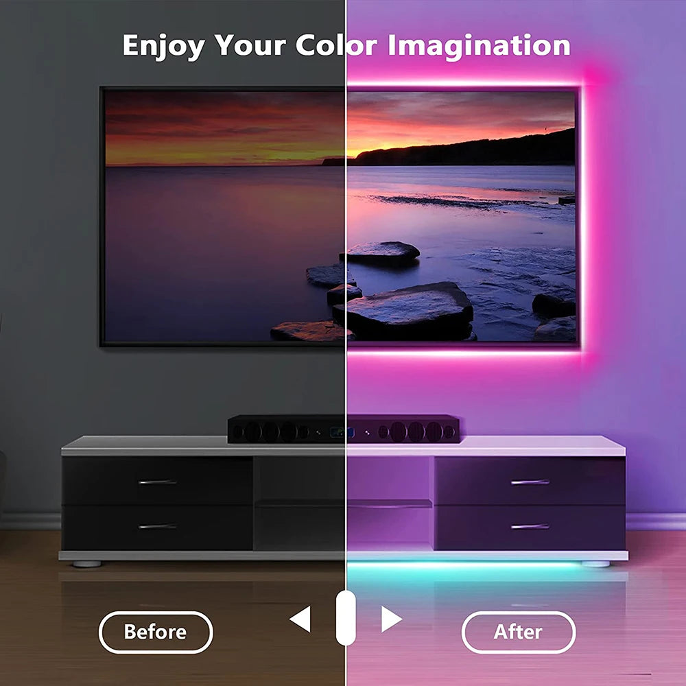 Ansoff Tape Bluetooth USB LED strip light with 5050 SMD RGB diodes, flexible, self-adhesive RGB lamp ribbon for TV and desktop lighting