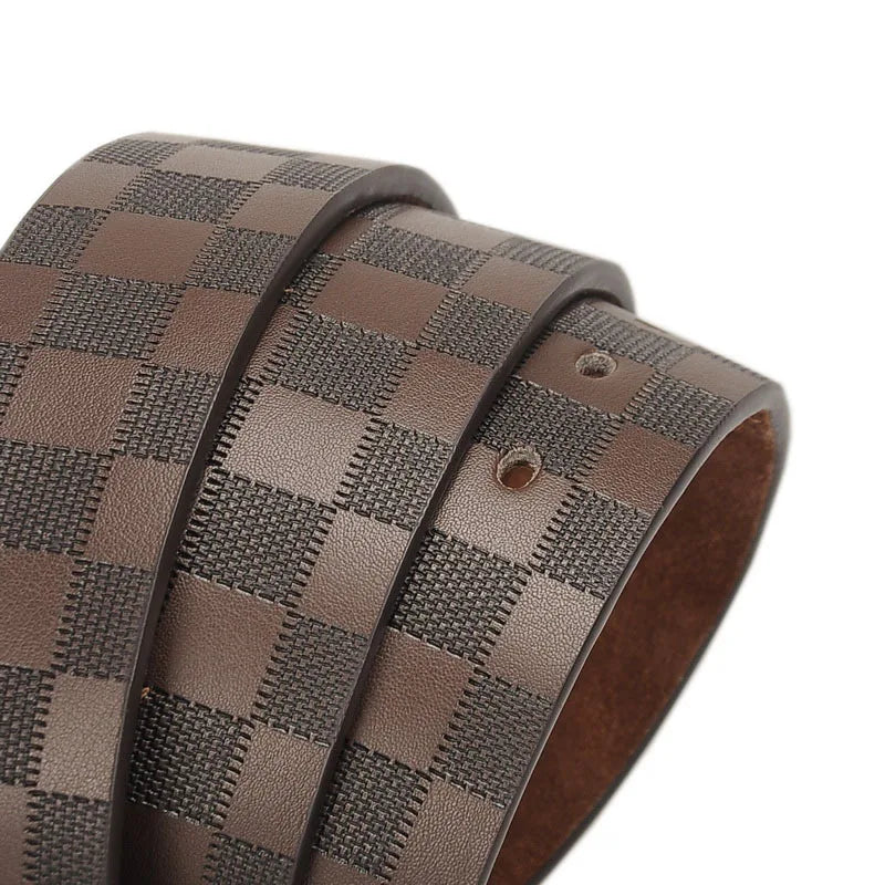Men's leather belt with classic business buckle by Ansoff, featuring luxurious genuine leather and sophisticated design.