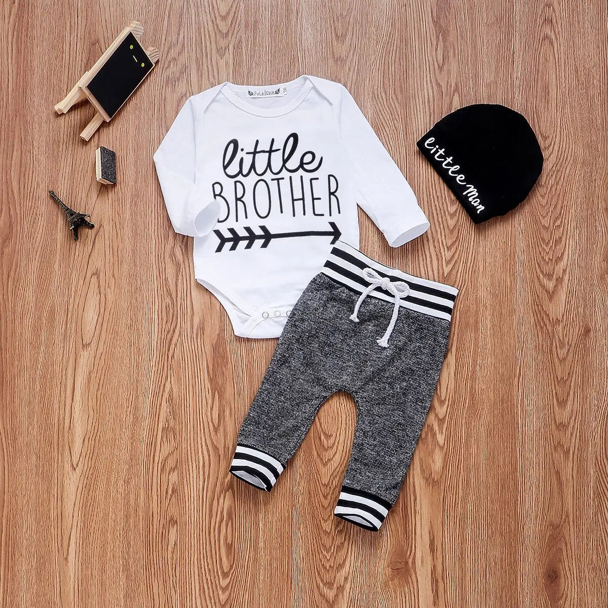 Ansoff baby boy clothes set for 0-18 months with cotton long sleeve romper, pants, and hat in warm, comfortable fabric.