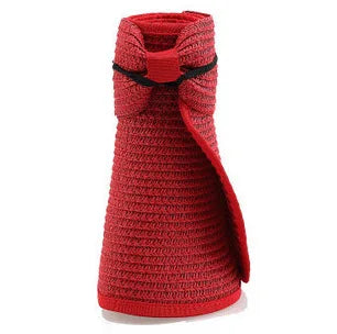 LaMaxPa women's summer straw visor hat with wide brim, foldable UV protection beach hat by Ansoff, perfect for sun protection.