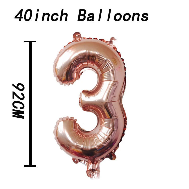 16 32 40 Inch Silver Gold Foil Number Balloons Digital Globos Birthday Wedding Party Decorations Ballons Baby Shower Supplies