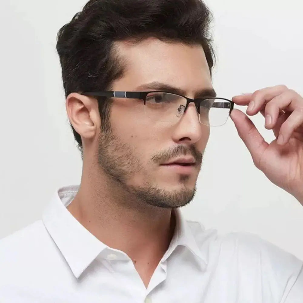 Metal Anti-blue Light Reading Glasses Farsighted Eyeglasses Men Business Eyewear Diopter 0 +1.0 +1.5 +2.0 +2.5 +3.0 +3.5 +4.0 - Acros