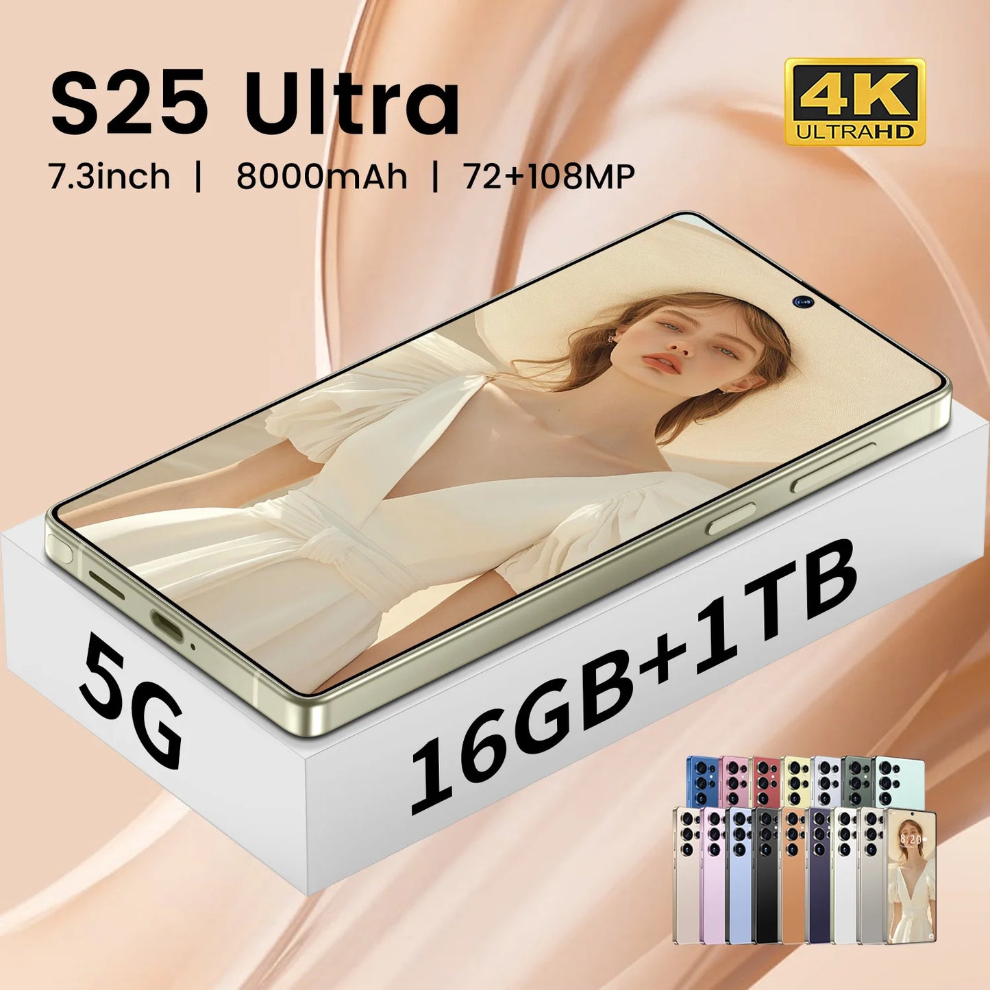 S25 Ultra Smartphone 7.3 Inch OLED HD Beauty Screen Unlocked Dual SIM 5G LTE 108MP Global Version New OEM MTK Processor