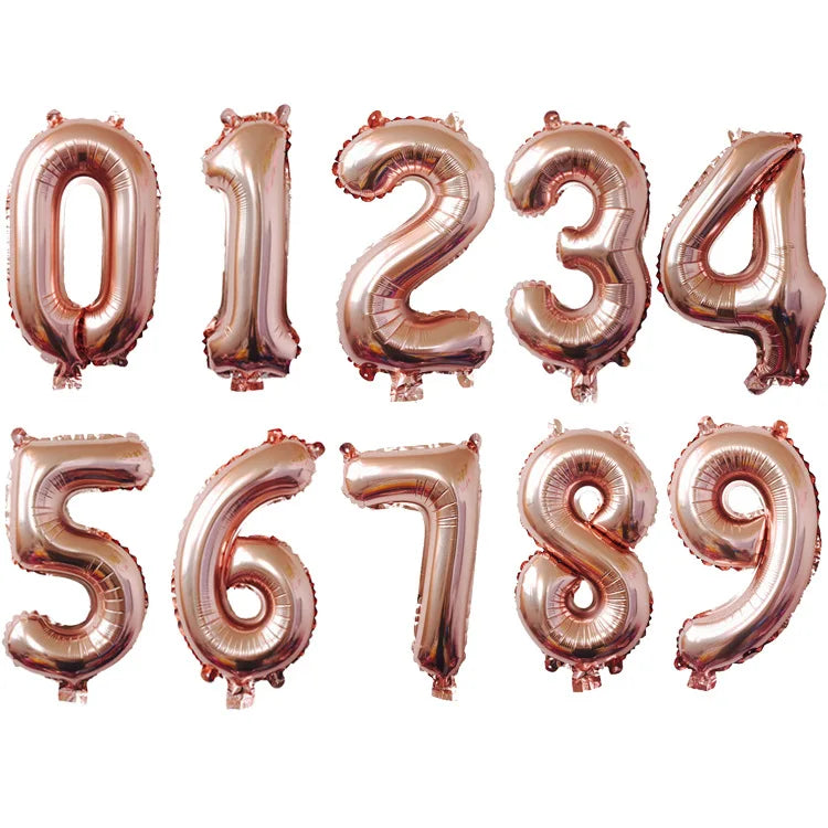 16 32 40 Inch Silver Gold Foil Number Balloons Digital Globos Birthday Wedding Party Decorations Ballons Baby Shower Supplies