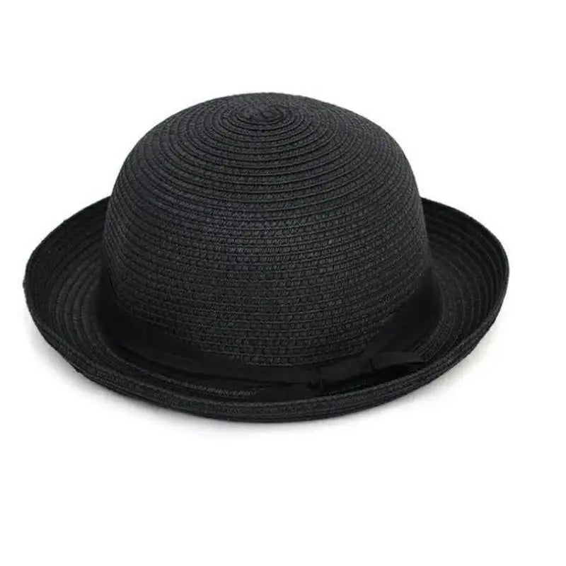 Ansoff women's summer straw hat with a round top and curled brim, perfect for sun protection, travel, and outdoor activities.