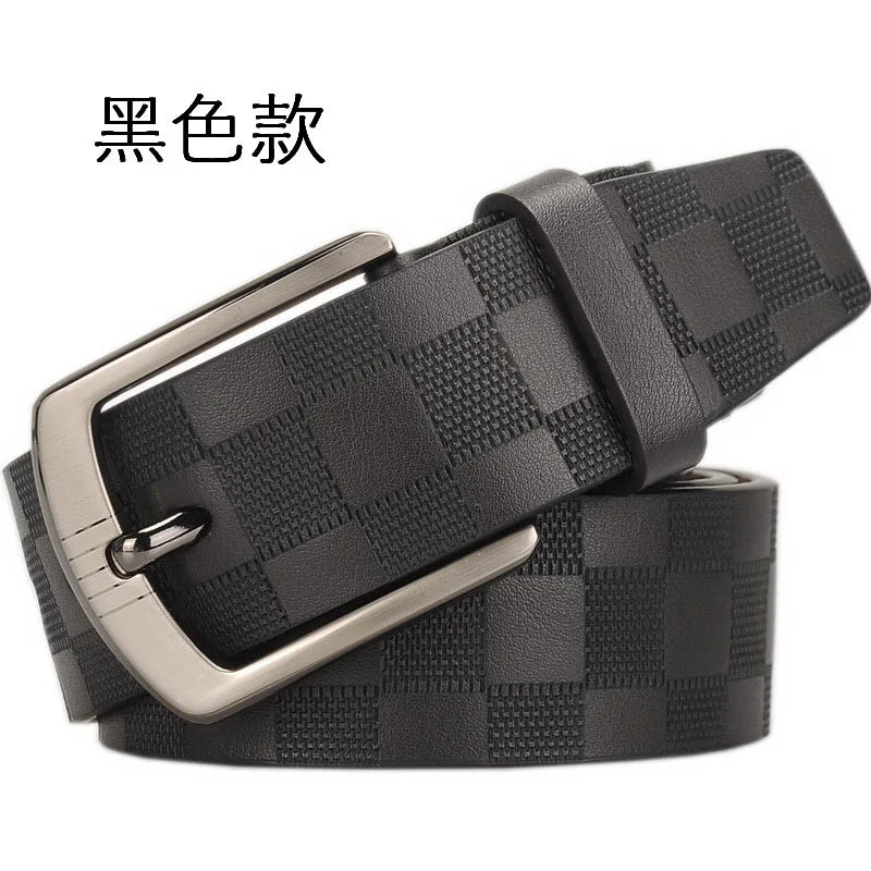 Men's leather belt with classic buckle by Ansoff, featuring a sleek and luxurious design suitable for business or casual wear.