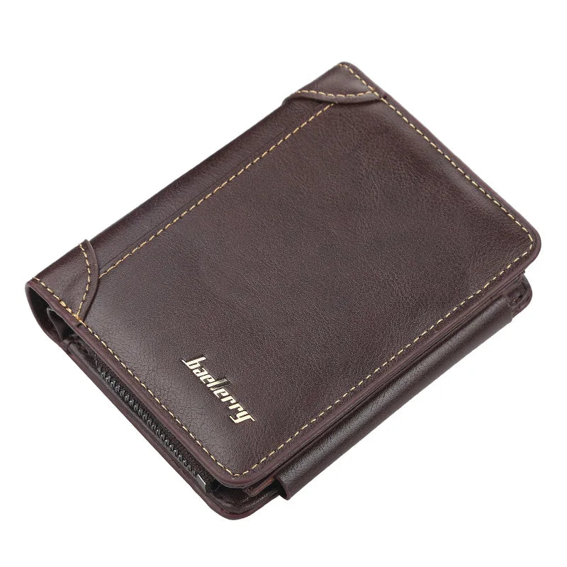 New PU Leather Men Wallets High Quality Zipper Short Desigh Card Holder Male Purse Vintage Coin Holder Men Wallets - Acros