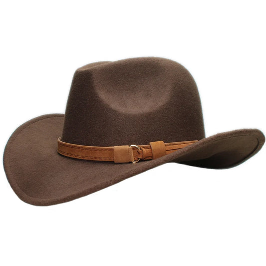 Ansoff vintage cowboy hat for adults and kids with wide brim, camel leather band, suitable for Western or cowgirl styles.